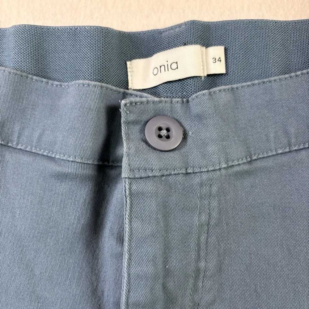 Onia Chino Shorts Mens 34 Blue Flat Front Stretch Elastic Waist Preppy Golf